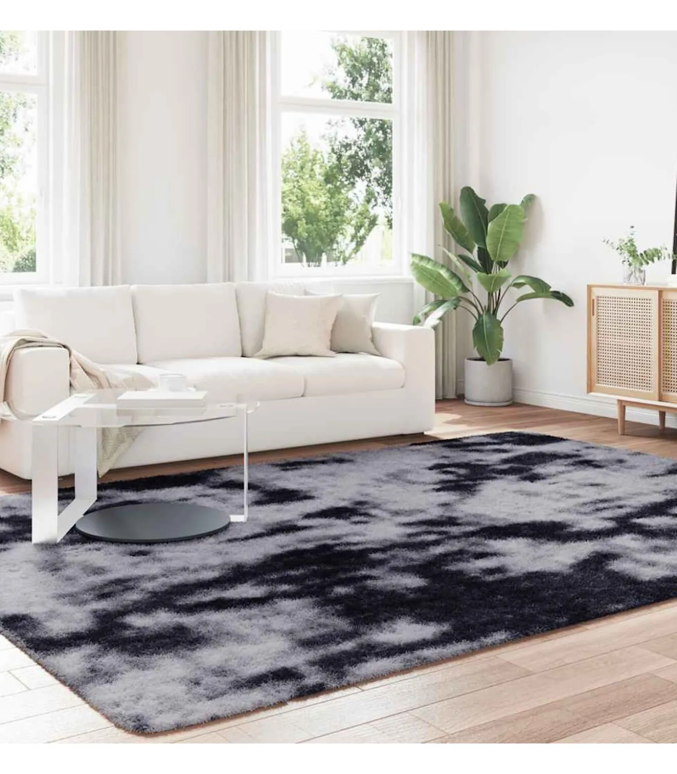 Hoogpolig vloerkleed NAVARRA 240x340 cm polyester donkergrijs