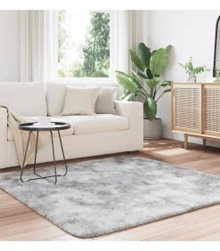 Hoogpolig vloerkleed NAVARRA 160x160 cm polyester zilvergrijs