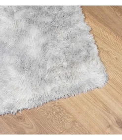 Hoogpolig vloerkleed NAVARRA 80x150 cm polyester zilvergrijs