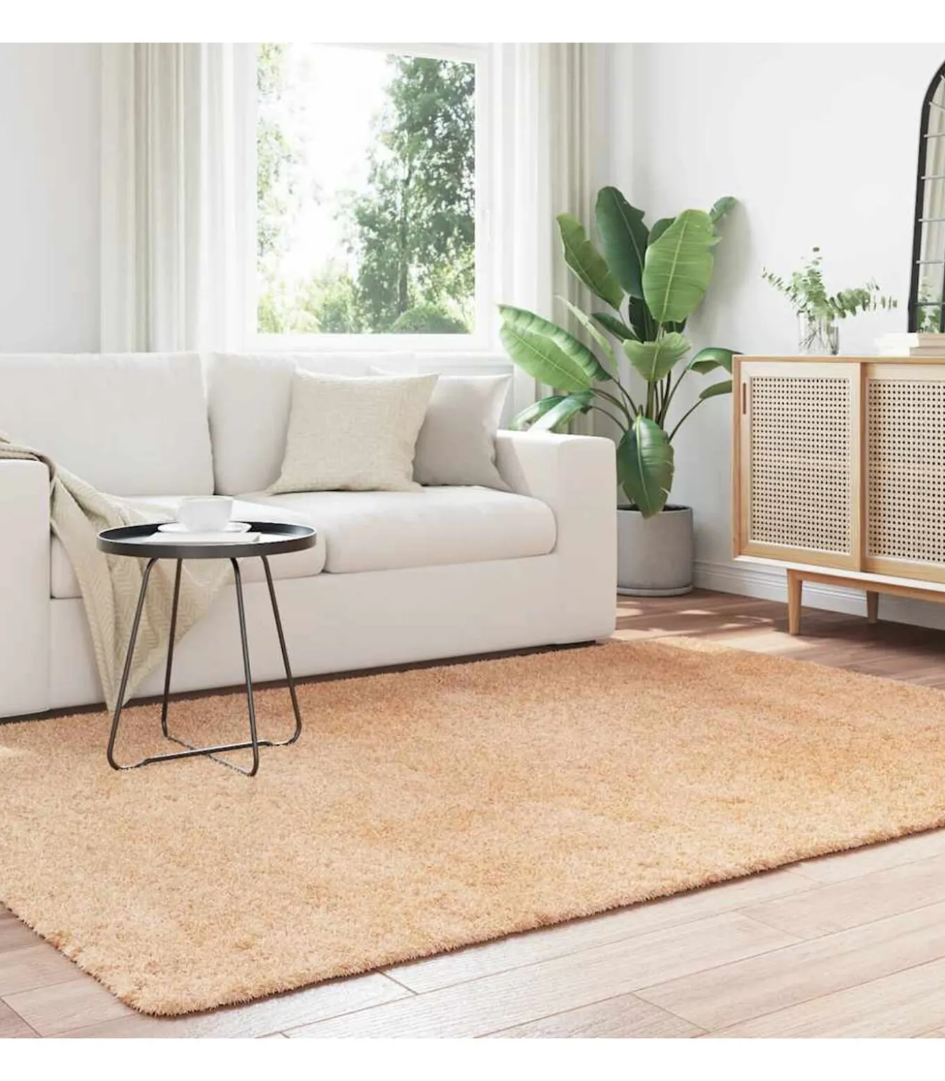 Hoogpolig vloerkleed NAVARRA 160x230 cm polyester beige