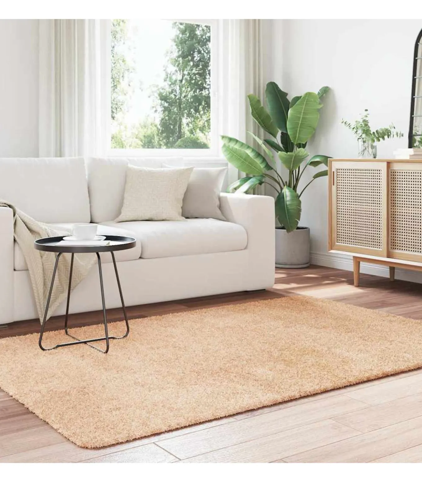 Hoogpolig vloerkleed NAVARRA 130x200 cm polyester beige