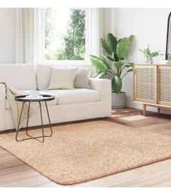 Hoogpolig vloerkleed NAVARRA 160x160 cm polyester beige