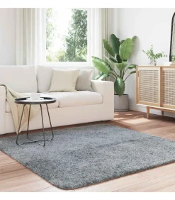 Hoogpolig vloerkleed NAVARRA 160x160 cm polyester lichtgrijs