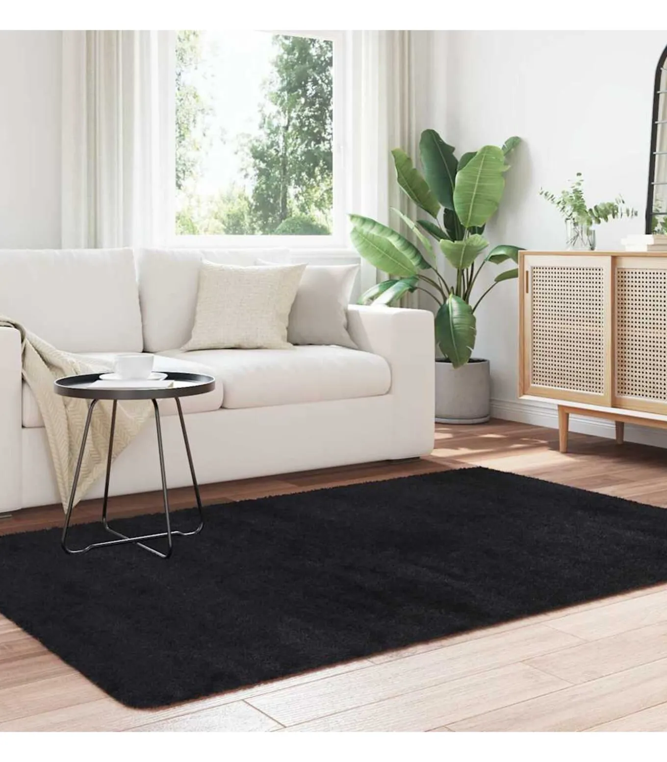 Hoogpolig vloerkleed NAVARRA 130x200 cm polyester zwart