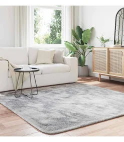 Hoogpolig vloerkleed NAVARRA 200x200 cm polyester zilvergrijs