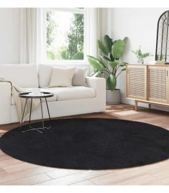 Hoogpolig vloerkleed NAVARRA 200x200 cm polyester zwart