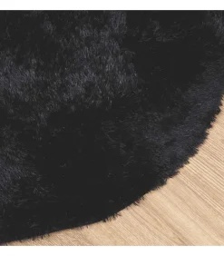 Hoogpolig vloerkleed NAVARRA 200x200 cm polyester zwart