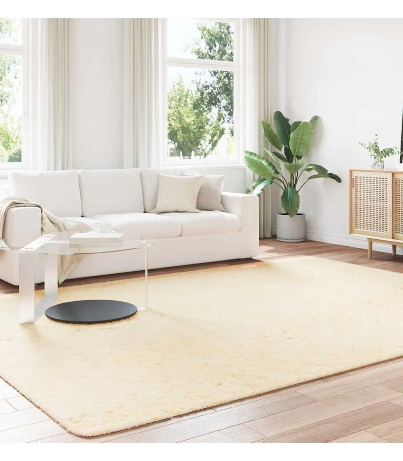 Hoogpolig vloerkleed NAVARRA 240x340 cm polyester crèmekleurig