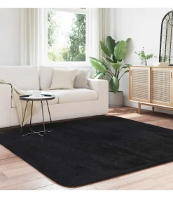 Hoogpolig vloerkleed NAVARRA 200x200 cm polyester zwart