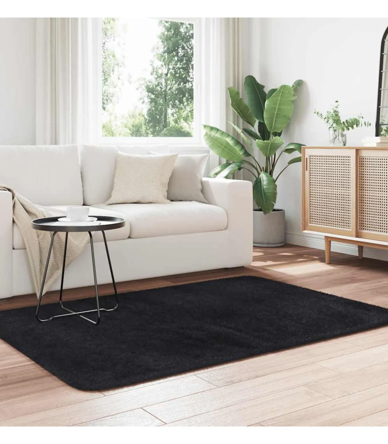 Hoogpolig vloerkleed NAVARRA 120x170 cm polyester zwart