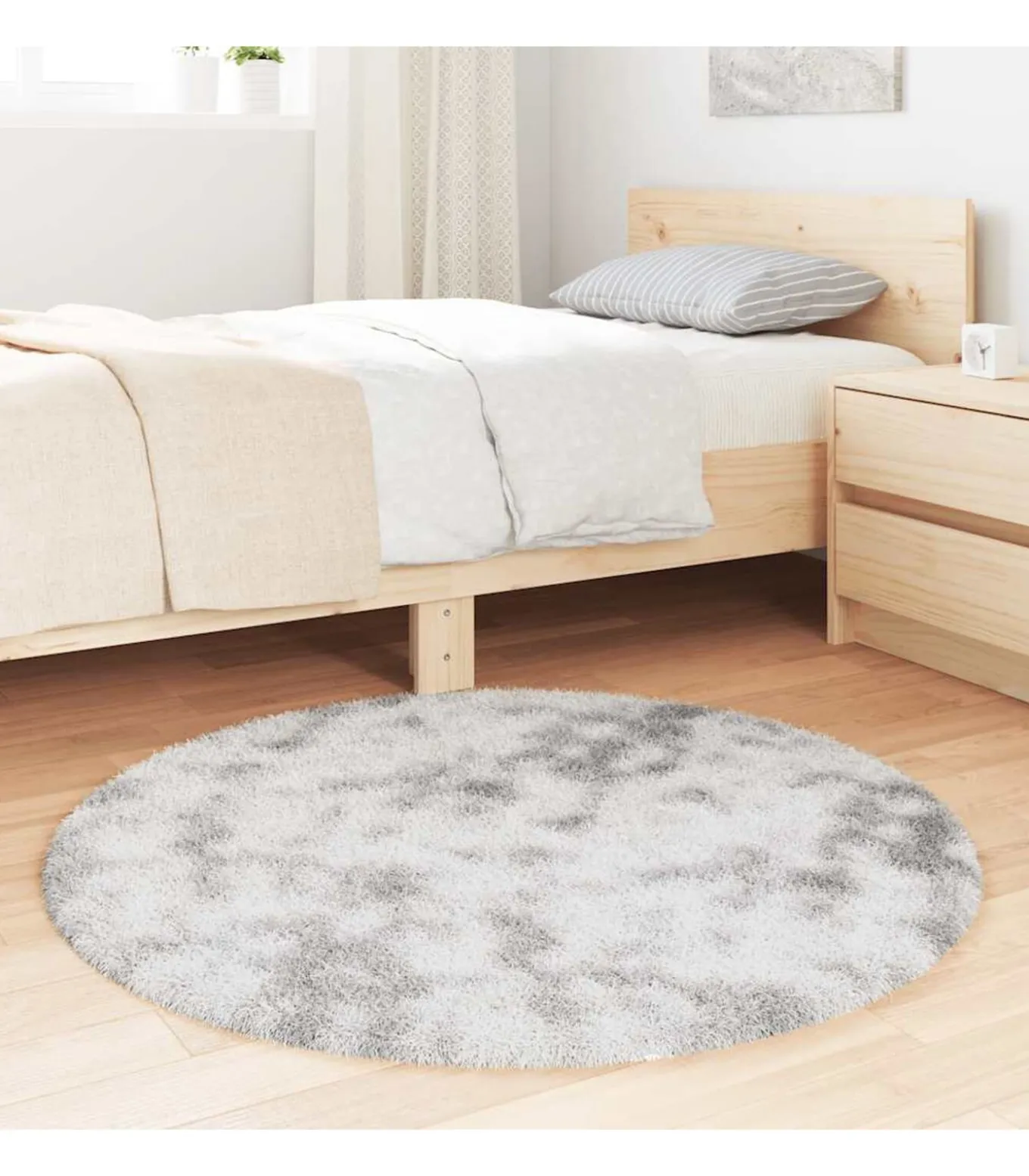 Hoogpolig vloerkleed NAVARRA 100x100 cm polyester zilvergrijs