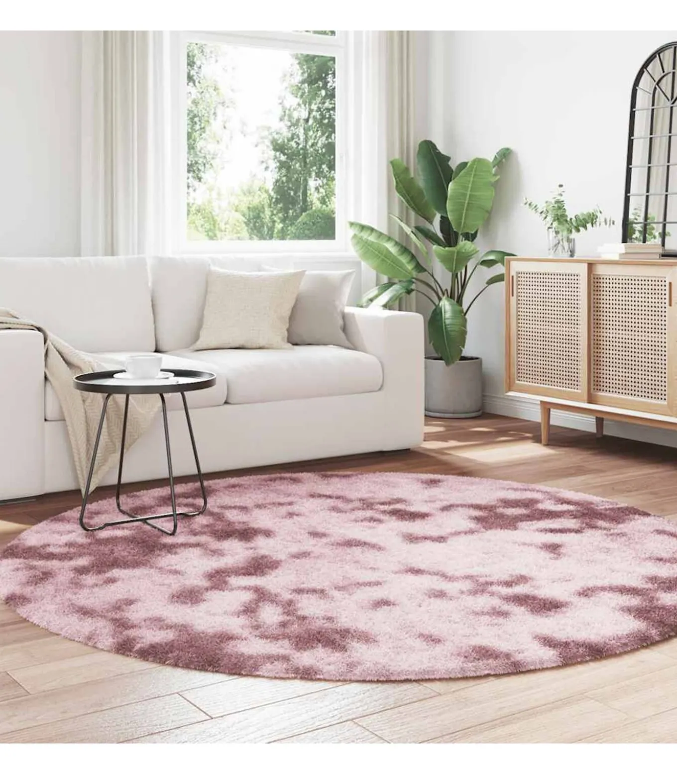 Hoogpolig vloerkleed NAVARRA 200x200 cm polyester stoffig roze