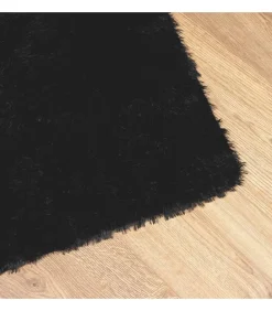 Hoogpolig vloerkleed NAVARRA 120x120 cm polyester zwart