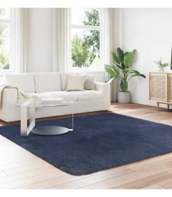 Hoogpolig vloerkleed NAVARRA 240x240 cm polyester marineblauw