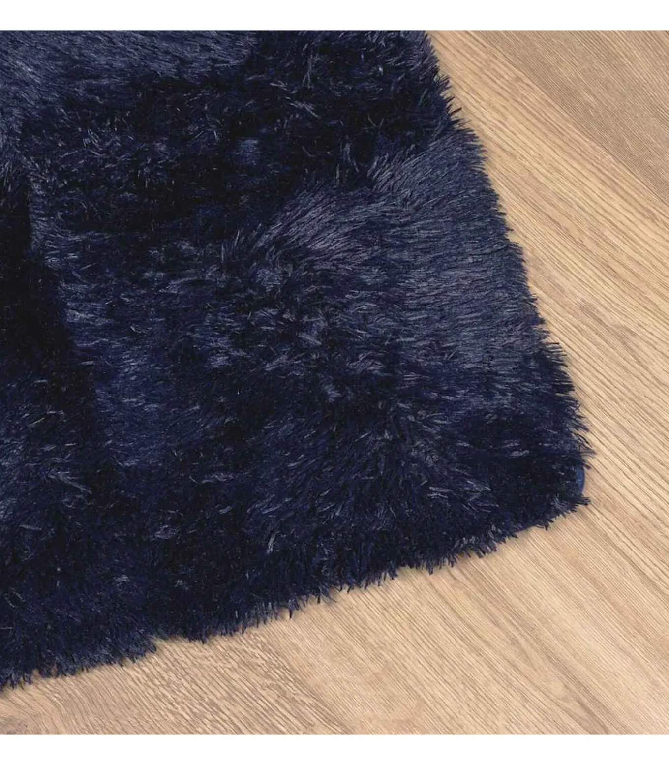 Hoogpolig vloerkleed NAVARRA 240x240 cm polyester marineblauw