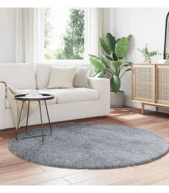 Hoogpolig vloerkleed NAVARRA 160x160 cm polyester lichtgrijs