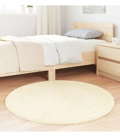 Hoogpolig vloerkleed NAVARRA 100x100 cm polyester crèmekleurig