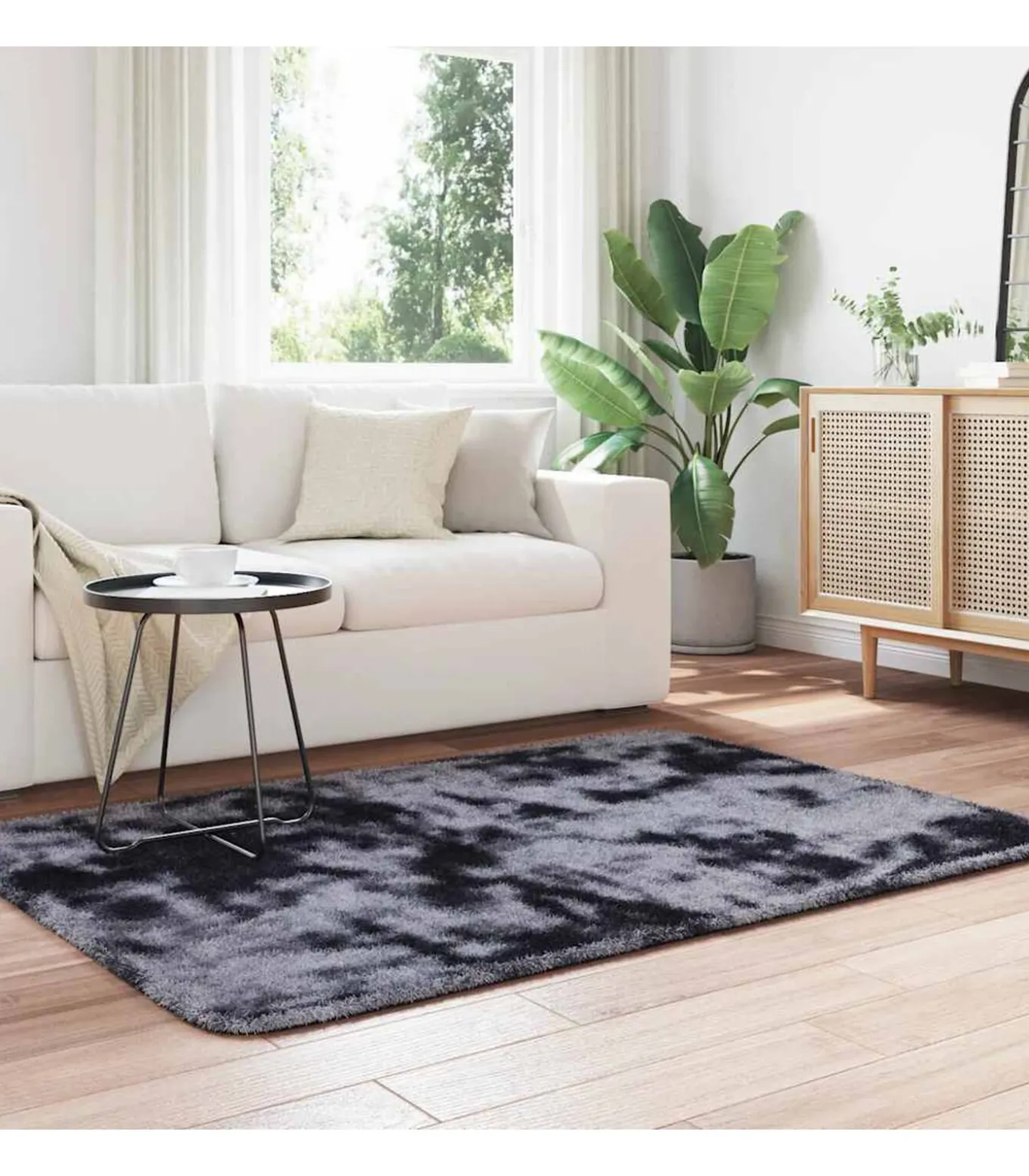 Hoogpolig vloerkleed NAVARRA 120x170 cm polyester donkergrijs