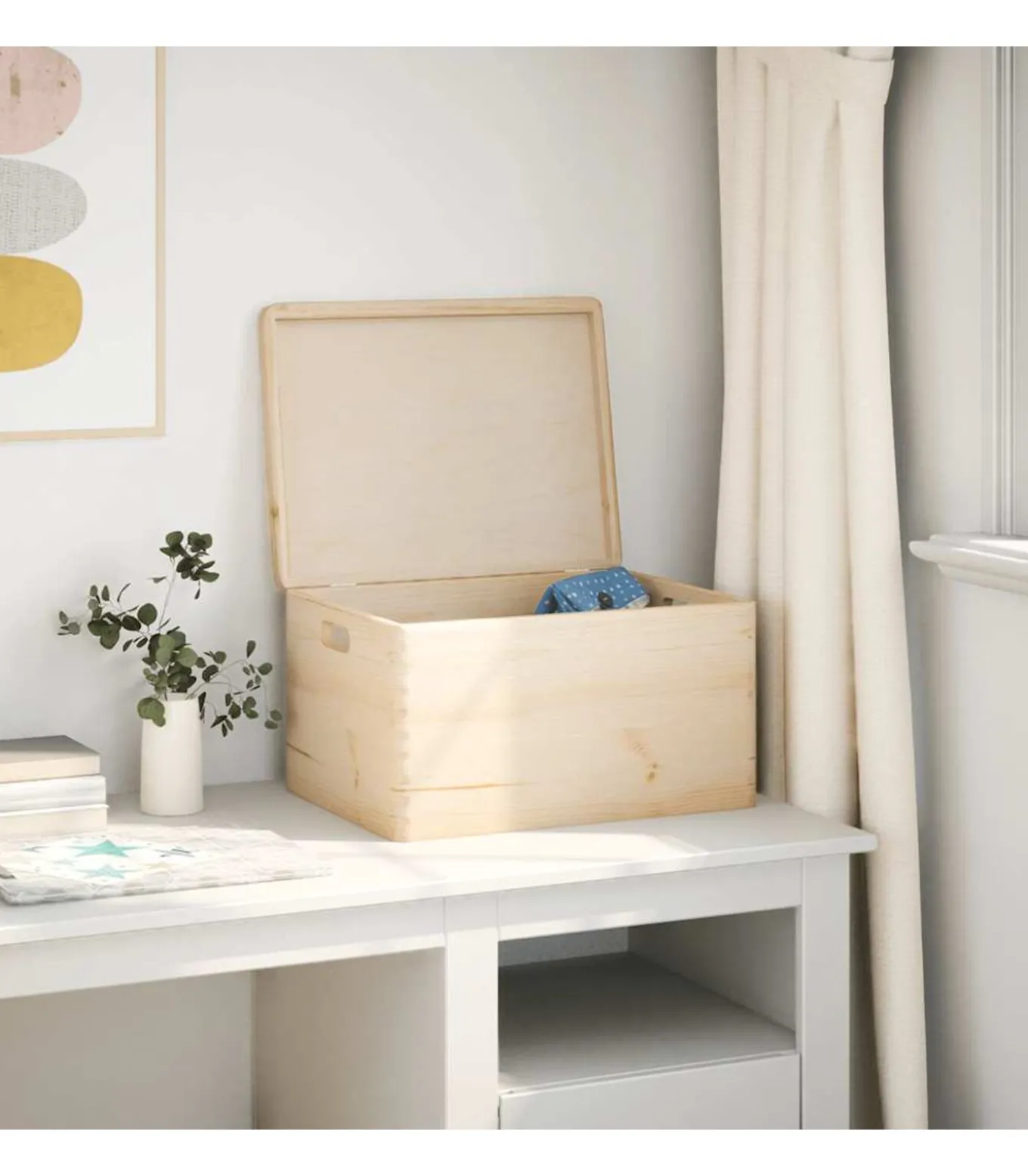 Houten kist met deksel&handvatten 40x30x23cm massief grenenhout