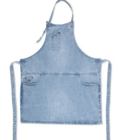 Indigo jeans BBQ of keukenschort licht blauw katoen 5 zakken