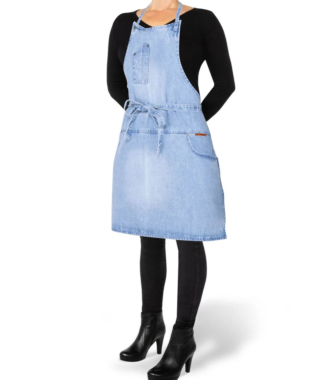 Indigo jeans BBQ of keukenschort licht blauw katoen 5 zakken