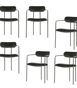 Ivy Eetkamerstoelen - Fluweel - Zwart - Set van 6