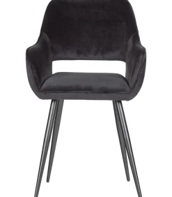 Jelle Eetkamerstoelen - Velvet - Zwart - Set van 6