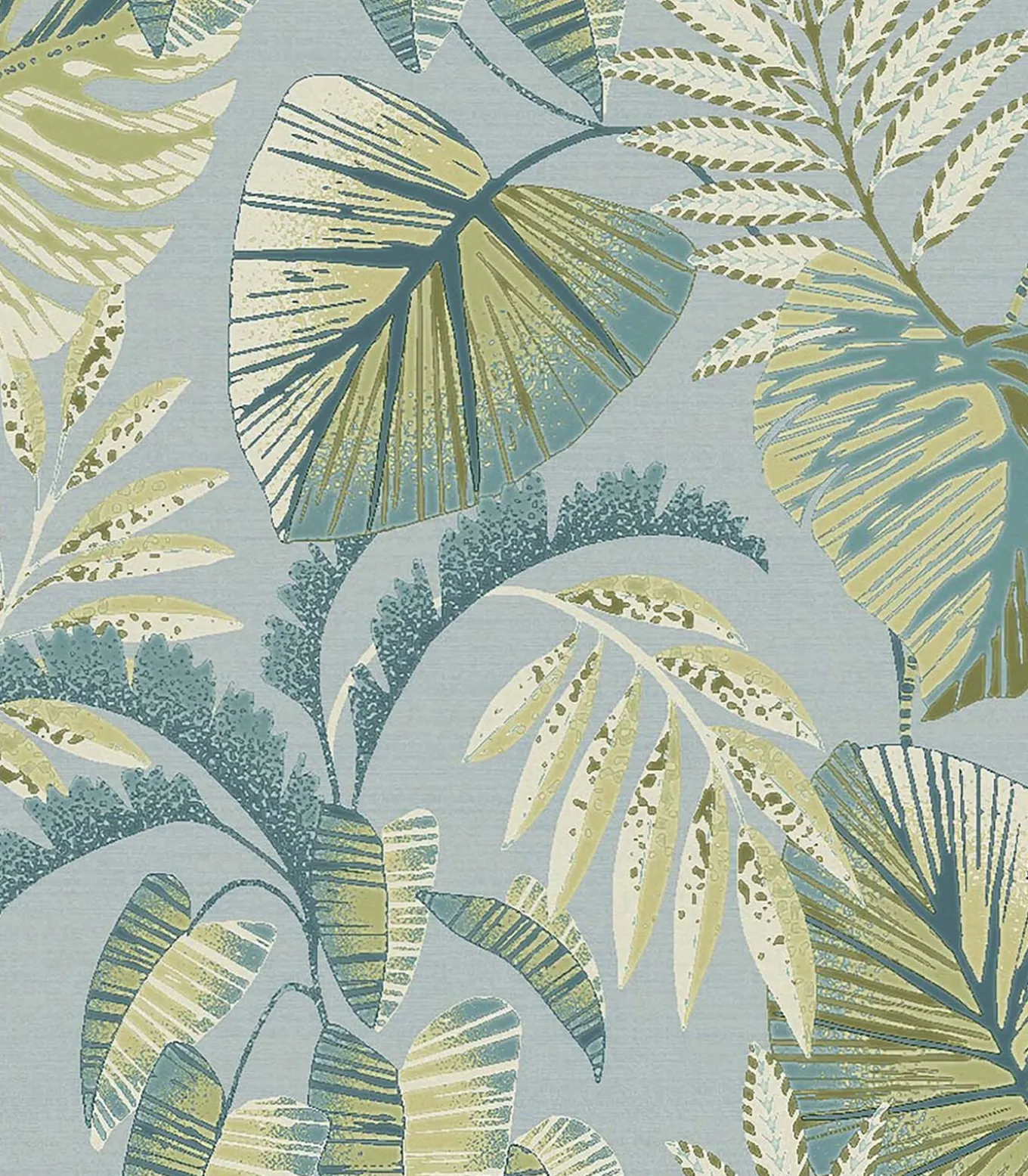 Jungle Leaves Lichtblauw 10mx52cm