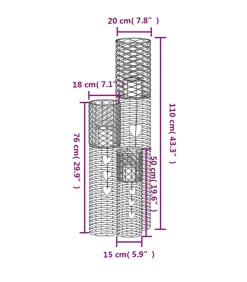 Kaarsenhouders 3 st wicker grijs