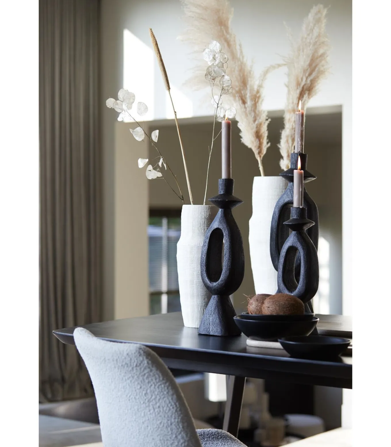 Kandelaar Django - Zwart - 14x14x50cm