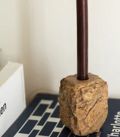 Kandelaar 8x8xH13,5cm marmer bruin Opus