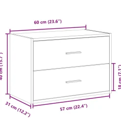 Kast met 2 lades 60x31x40 cm bewerkt hout zwart eikenkleurig