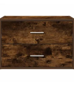 Kast met 2 lades 60x31x40 cm bewerkt hout gerookt eikenkleurig
