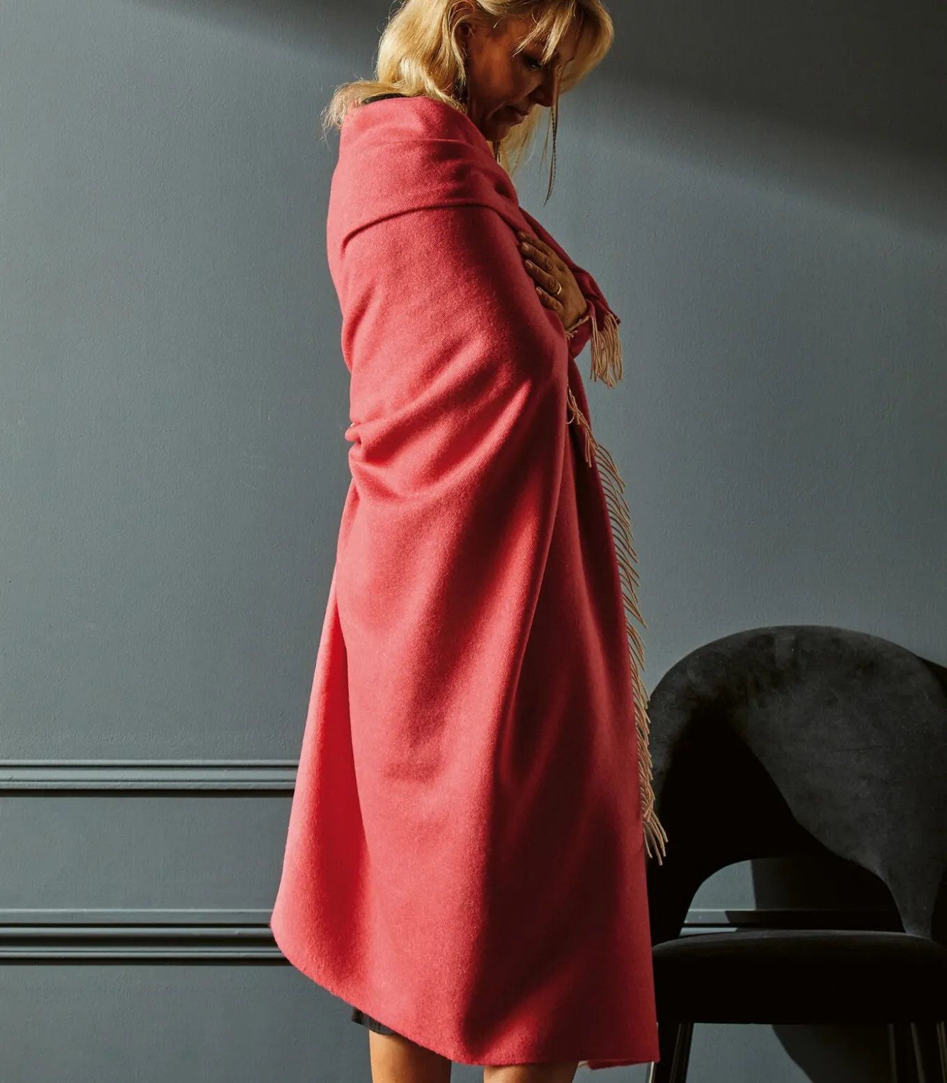 KATMANDOU bois de rose - Plaid Merino