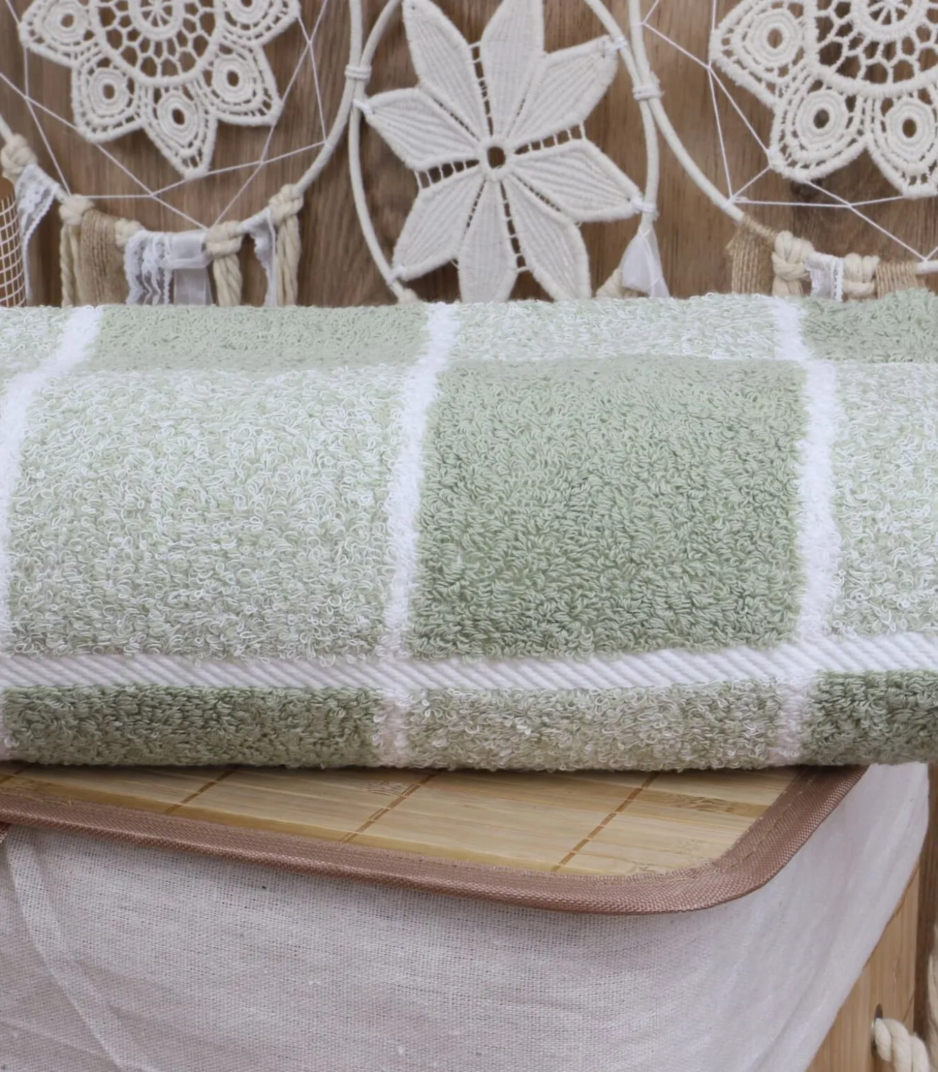 Katoenen geruit badstof douchelaken 70x140 cm