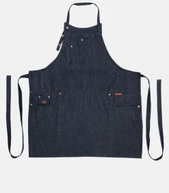 Keuken -en Barbecue - schort met 5 zakken - Blauw denim