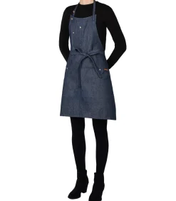 Keuken -en Barbecue - schort met 5 zakken - Blauw denim