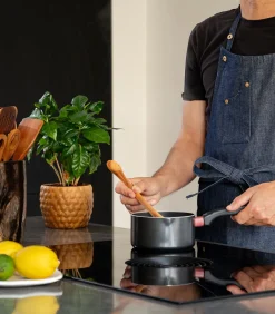 Keuken -en Barbecue - schort met 5 zakken - Blauw denim