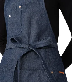 Keuken -en Barbecue - schort met 5 zakken - Blauw denim
