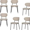 Kjeld Eetkamerstoelen - Polyester - Naturel - Set van 6