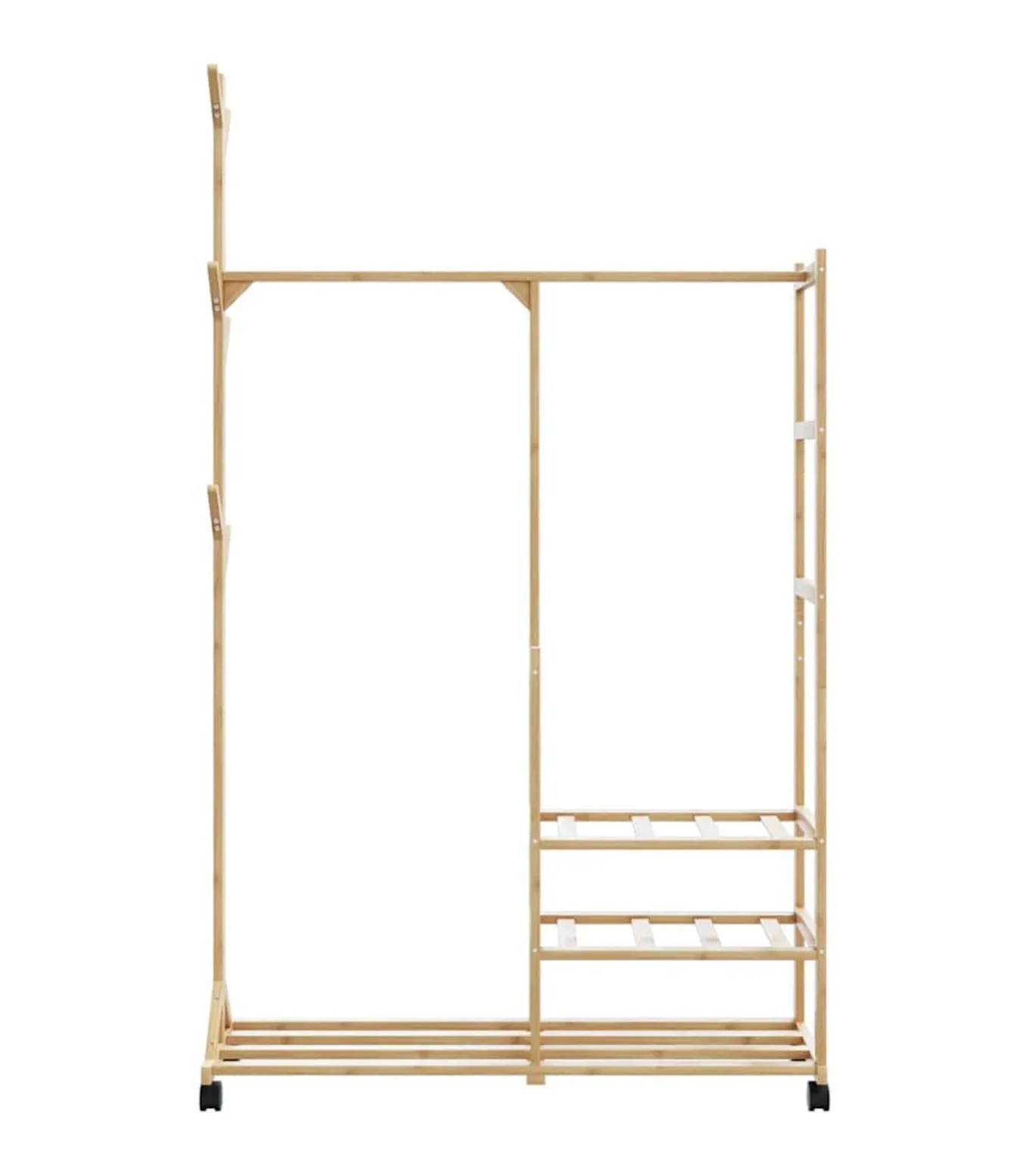 Kledingrek met schappen en wielen 100x38x175,5 cm bamboe