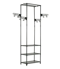 Kledingrek 55x28,5x175 cm staal en ongeweven stof zwart