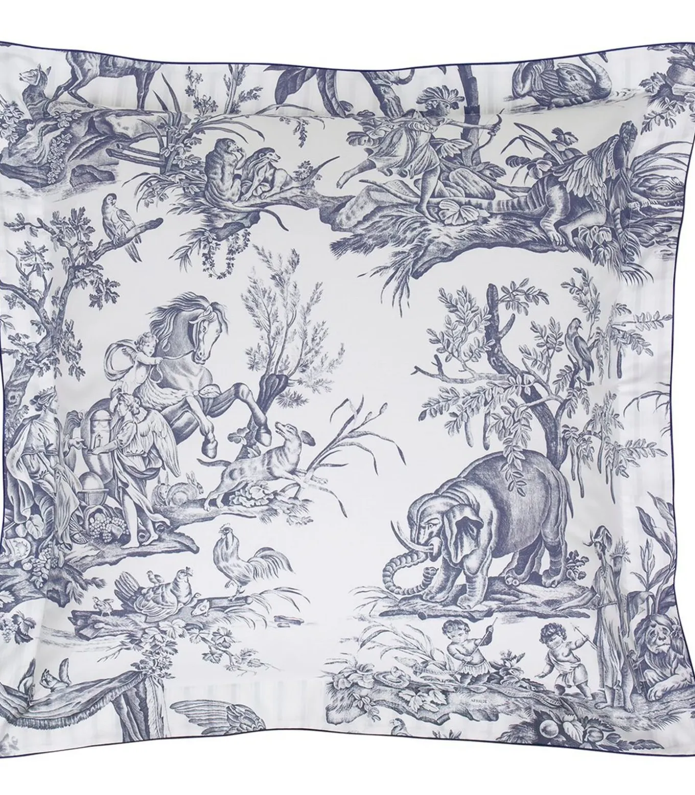 Kussensloop | 4 Continents - Blanc/Bleu