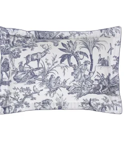 Kussensloop | 4 Continents - Blanc/Bleu