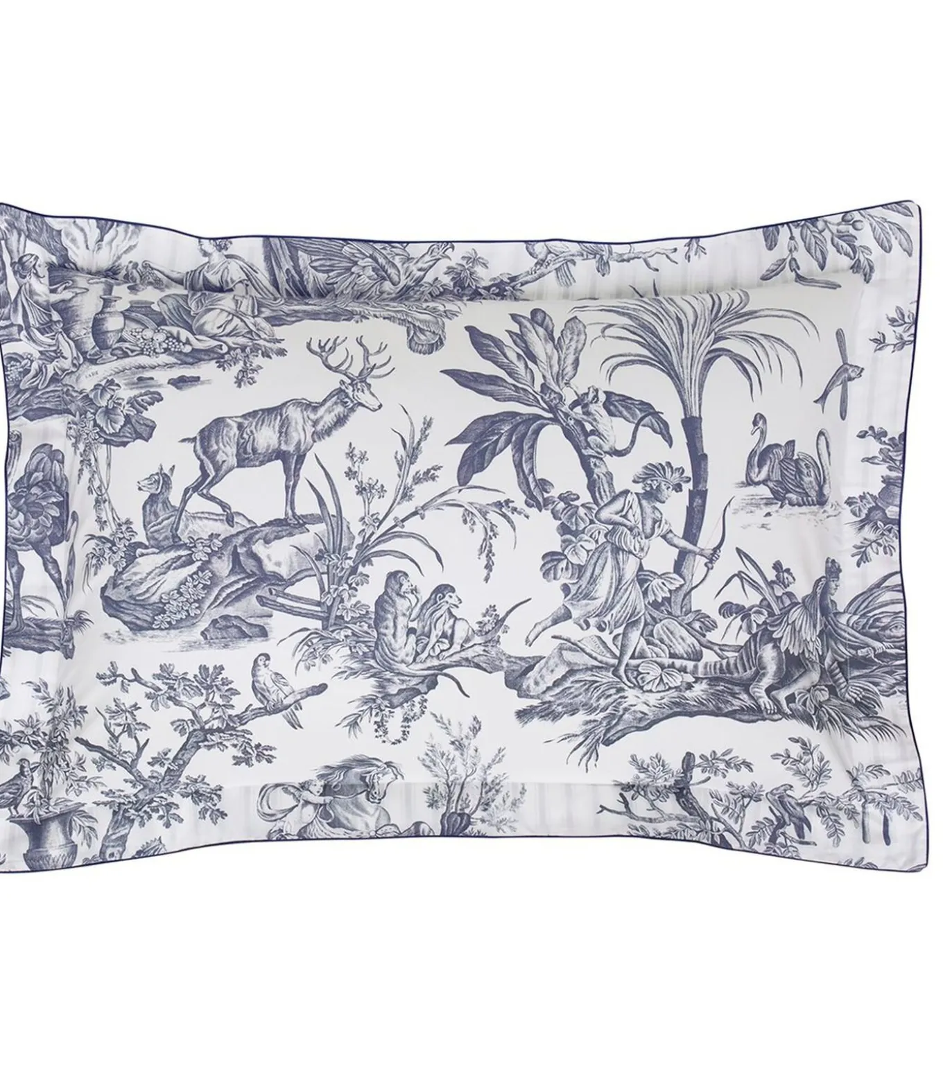 Kussensloop | 4 Continents - Blanc/Bleu