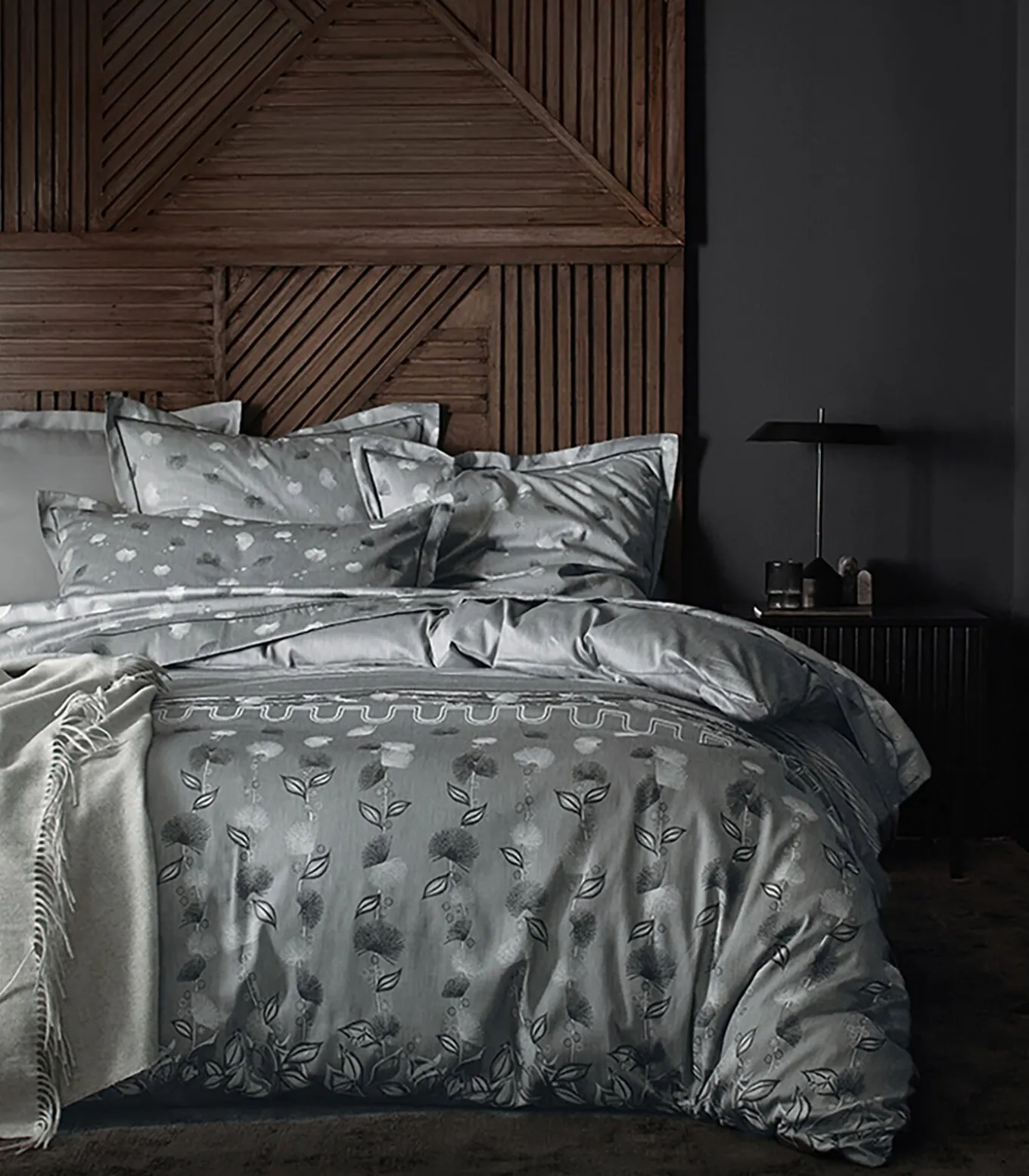 KYOTO Graphite -Laken Jacquard katoen