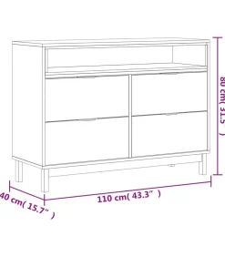 Ladekast FLAM 110x40x80 cm massief grenenhout