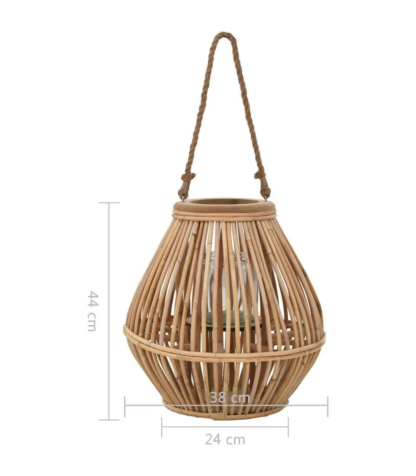 Lantaarnhouder hangend wicker naturel