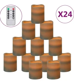LED-kaarsen 24 st vlamloos met afstandsbediening warmwit