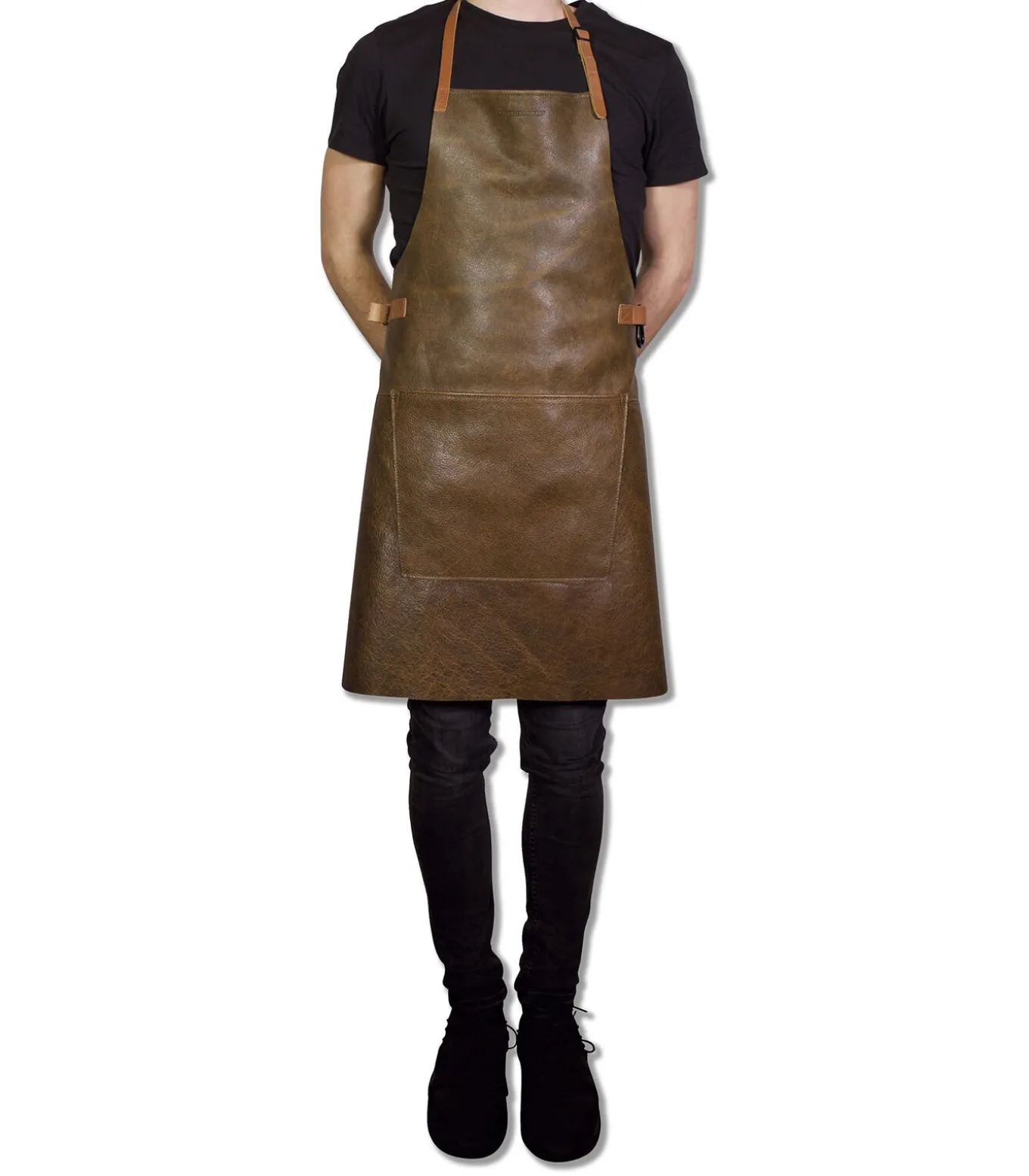 Leer - Luxe - Handgemaakt - BBQ - Barbecueschort - Keukenschort - Vintage Brown/Cognac